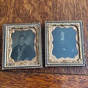 Vintage Framed Portrait with Gold Accents